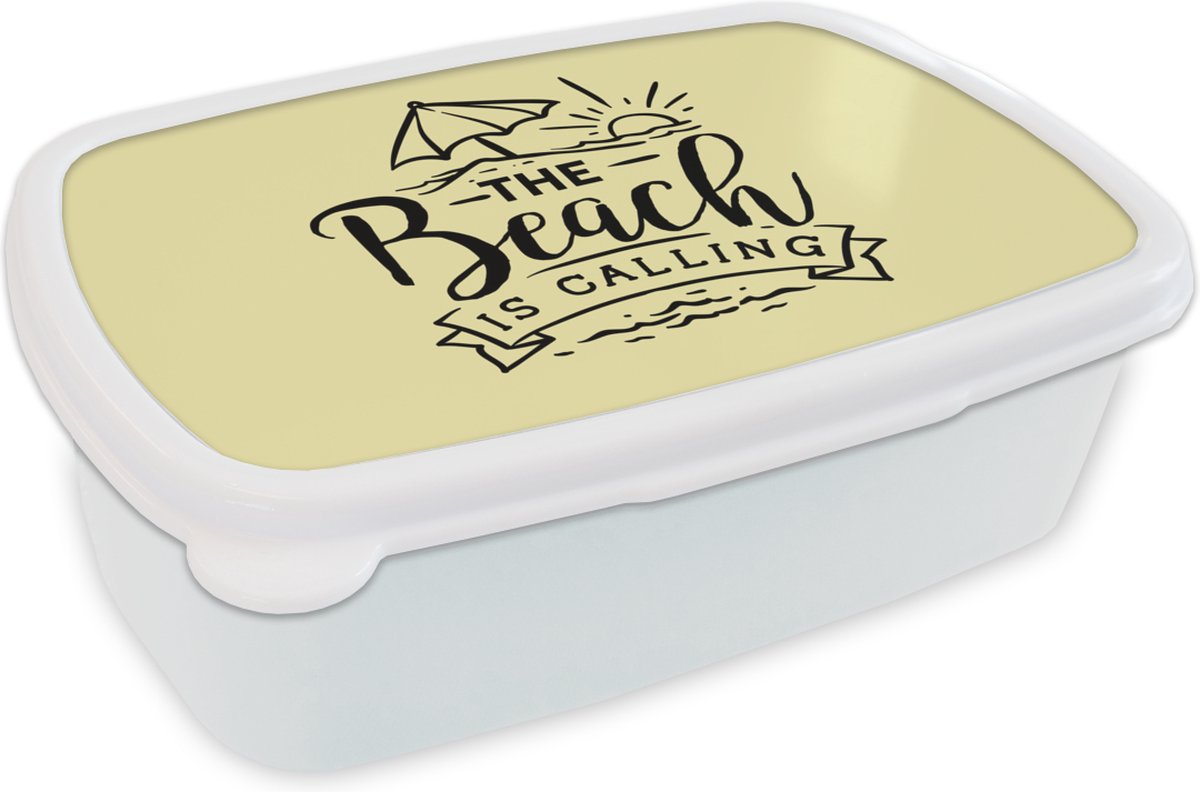 Broodtrommel Wit - Lunchbox - Brooddoos - Quotes - Strand - Parasol - 18x12x6 cm - Volwassenen