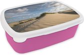 Broodtrommel Roze - Lunchbox - Brooddoos - Strand - Zand - Nederland - 18x12x6 cm - Kinderen - Meisje