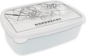 Lunch box Wit - Lunch box - Boîte à pain - Carte - Dordrecht - Zwart - blanc - 18x12x6 cm - Adultes