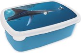 Broodtrommel Blauw - Lunchbox - Brooddoos - Zwaardvis - Blauw - Water - 18x12x6 cm - Kinderen - Jongen