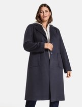 SAMOON Dames Wollen mantel met ceintuur Navy-52