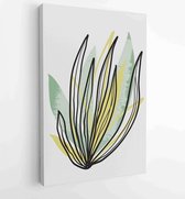 Earth tone boho gebladerte lijntekeningen tekenen met abstracte vorm. Abstract Plant Art-ontwerp voor print, omslag, behang, minimale en natuurlijke kunst aan de muur. 2 - Moderne