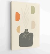 Earth tone boho gebladerte lijntekeningen tekenen met abstracte vorm. Abstract Plant Art-ontwerp voor print, omslag, behang, minimale en natuurlijke kunst aan de muur. 2 - Moderne