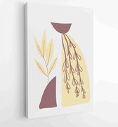 Earth tone boho gebladerte lijntekeningen tekenen met abstracte vorm. Abstract Plant Art-ontwerp voor print, omslag, behang, minimale en natuurlijke kunst aan de muur. 4 - Moderne