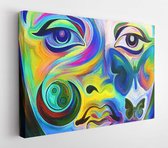 Colors of Your Mood-serie. Artistieke abstractie samengesteld uit meisjesgezicht en geschilderde texturen op het gebied van kunst, creativiteit en spiritualiteit - Canvas moderne k