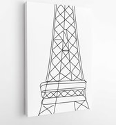 Onlinecanvas - Schilderij - Eiffeltoren Lijn Illustratie. Parijs Lijntekeningen. Lijn Icoon Art Verticaal Vertical - Multicolor - 115 X 75 Cm