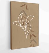 Botanische en gouden lijn muur kunst vector set. Earth tone boho gebladerte lijntekeningen tekenen met abstracte vorm. 4 - Moderne schilderijen – Verticaal – 1827852719 - 115*75 Ve