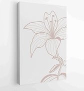 Botanische muur kunst vector set. Earth tone boho gebladerte lijntekeningen tekenen met abstracte vorm. 2 - Moderne schilderijen – Verticaal – 1827183851 - 50*40 Vertical