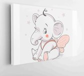 Vectorillustratie van een schattige babyolifant met vlindervleugels. - Moderne schilderijen - Horizontaal - 1923968690 - 115*75 Horizontal