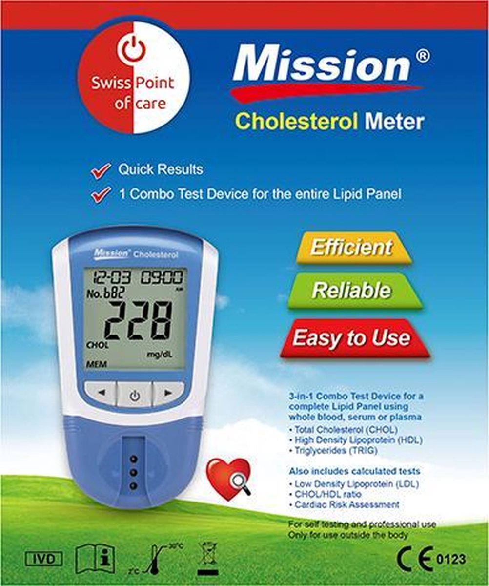 Mission 3-in-1 Cholesterol Meter Startset - Cholesterol Thuistest | bol.com