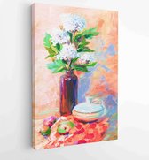 Textuur olieverf schilderij fruit schilderij kleurrijk bloemen stilleven - Moderne schilderijen - Verticaal - 631464452 - 40-30 Vertical