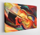 Inner Melody serie. Abstract ontwerp gemaakt van kleurrijke menselijke en muzikale vormen op het gebied van spiritualiteit van muziek en podiumkunsten - Canvas moderne kunst - Hori