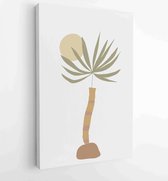 Botanische muur kunst vector set. Earth tone boho gebladerte lijntekeningen tekenen met abstracte vorm. 4 - Moderne schilderijen – Verticaal – 1870947439 - 50*40 Vertical