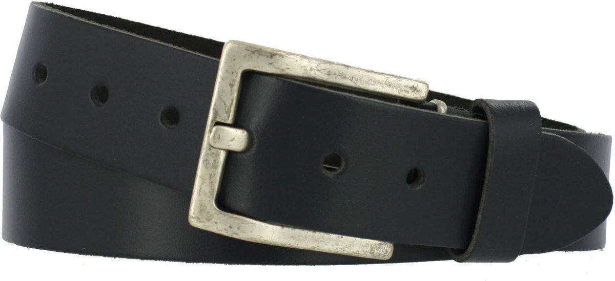 Leren Riem Glad Leer | Heren & Dames | 4cm breed | Riemmaat: 115cm (totale lengte: 130cm) | 100% echt leer | Kleur: navy | Nikkelvrije gesp