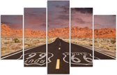 Trend24 - Canvas Schilderij - Route Road - Vijfluik - Landschappen - 150x100x2 cm - Oranje