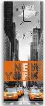 Trend24 - Wandklok - New York - Muurklok - Steden - 30x90x2 cm - Grijs