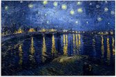 Trend24 - Canvas Schilderij - Reproductie Schilderij door V. Van Gogh - Sterrennacht Over De Rhône - Schilderijen - Reproducties - 90x60x2 cm - Blauw