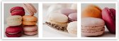 Trend24 - Canvas Schilderij - Sweet Macaroons - Set - Schilderijen - Voedsel - 120x40x2 cm - Roze