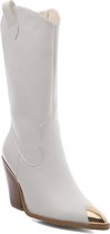 WELOVESHOES® Dames Cowboylaarzen, Laarzen met Hak  - Imitatieleer - Wit - Maat 38