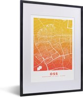 Fotolijst incl. Poster - Stadskaart - Oss - Geel - Oranje - 30x40 cm - Posterlijst - Plattegrond