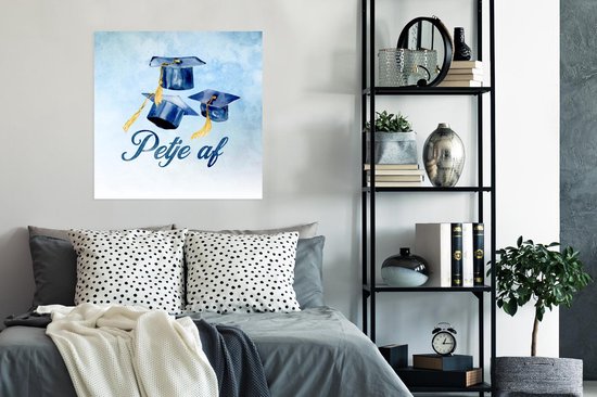 Affiche Passé - Chapeau de Diplôme - Blauw - 75x75 cm