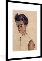 Cadre photo avec affiche - Autoportrait avec chemise rayée - Egon Schiele - 60x90 cm - Cadre pour affiche