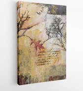 Canvas schilderij - Mixed media abstract painting with tree and branches -  71178997 - 40-30 Vertical