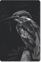 Muismat - Mousepad - Vogel op een tak tegen een zwarte achtergrond - zwart wit - 18x27 cm - Muismatten