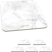 Onderzetters voor glazen - Marmer met een roze kleur - zwart wit - 10x10 cm - Glasonderzetters - 6 stuks