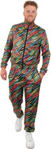 Jaren 80 & 90 Kostuum | Jaren 80 Trainingspak Kleurige Zebra Strepen Heren | Man | Small | Carnaval kostuum | Verkleedkleding
