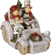 Clayre & Eef Decoratie Beeld Auto 22*13*16 cm Grijs Kunststof Kerst Decoratief Figuur Decoratieve Accessoires Woonaccessoires