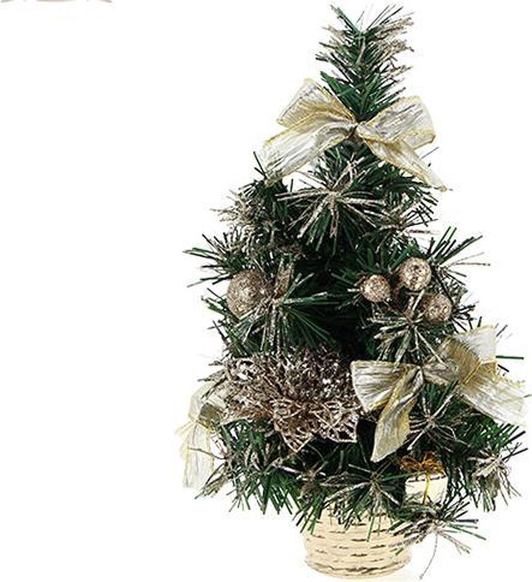 30 cm Table Tree met Kerstmisbloem - Champagne - Plastic - groen - Champagne - Champagne - SILUMEN