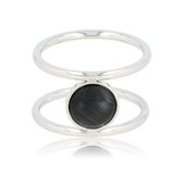 My Bendel - Dubbele ring - met zwarte cateye steen - Unieke ring met mooie cateye steen - Met luxe cadeauverpakking