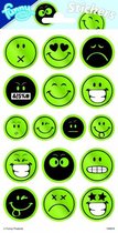 stickers Smiley 20 x 10 cm papier groen 16 stuks