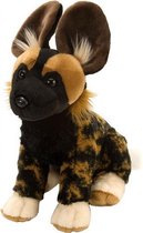 knuffel hyena junior 30 cm pluche zwart/bruin