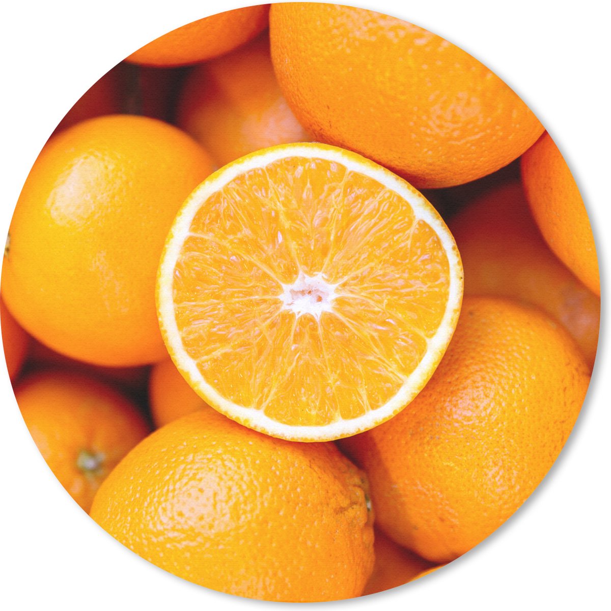Muismat rond 30x30 cm - Mousepad Fruit - Sinaasappel - Oranje - Ronde muismatten