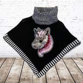 Poncho met eenhoorn zwart -s&C-134/140-Meisjes vest