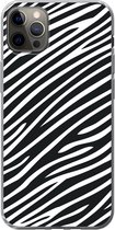 Geschikt voor iPhone 12 Pro Max hoesje - Dierenprint - Zebra - Zwart - Siliconen Telefoonhoesje