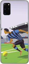 Geschikt voor Samsung Galaxy S20 Plus hoesje - Een illustratie van spelers die voetballen in een stadion - Jongetje - Meisjes - Kinderen - Siliconen Telefoonhoesje