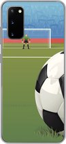 Geschikt voor Samsung Galaxy S20 hoesje - Een illustratie van een voetbal op het veld in het stadion - Jongens - Meiden - Kids - Siliconen Telefoonhoesje
