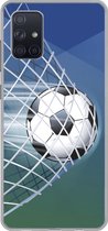 Geschikt voor Samsung Galaxy A51 5G hoesje - Een illustratie van een voetbal in het net -Jongens - Meisjes - Kinderen - Siliconen Telefoonhoesje