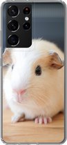 Geschikt voor Samsung Galaxy S21 Ultra hoesje - Schattige baby cavia - Siliconen Telefoonhoesje