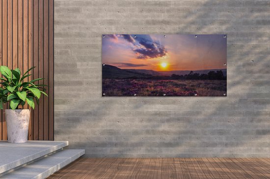 Décoration murale murale d'extérieur Coucher de soleil sur la lande - 160x80 cm