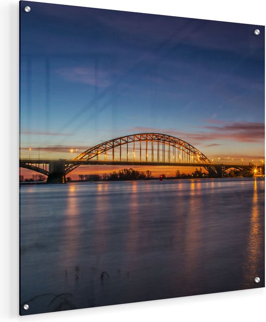 Artaza Glasschilderij - Waalbrug in Nijmegen  - 50x50 - Plexiglas Schilderij - Foto op Glas