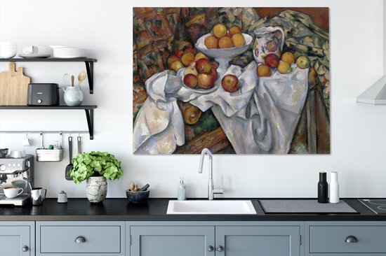 Canvas Schilderij Stilleven met appels en sinaasappels - Schilderij van Paul Cézanne - 120x90 cm - Wanddecoratie