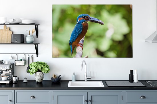 Tableau Tableau Martin-pêcheur - Poisson - Arbre - 120x80 cm - Décoration murale