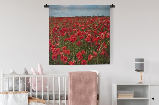 Tapisserie - Tapisserie - Une prairie pleine de coquelicots - 90x90 cm - Tapisserie