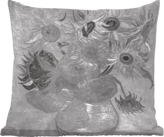 Sierkussens - Kussentjes Woonkamer - 60x60 cm - Zonnebloemen - Vincent van Gogh - Zwart - Wit