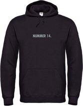 Hoodie Zwart XL - nummer 14 - grijs - soBAD. - hoodie unisex - hoodie man - hoodie vrouw - kleding - voetbalheld - legende - voetbal