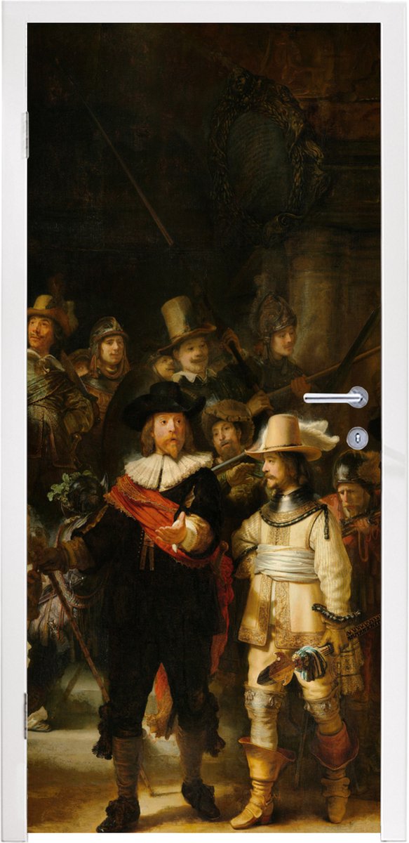 Afbeelding van product StickerSnake  Deursticker De Nachtwacht - Schilderij van Rembrandt van Rijn - 75x205 cm - Deurposter